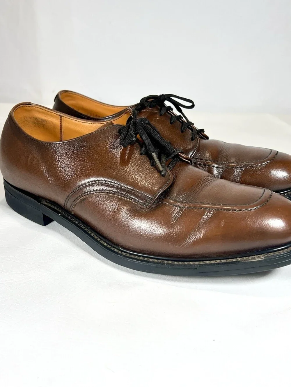 Vintage Red Wing 10438 Moc Toe Shoes Mens Brown Leather Safety Oxford ANSI USA